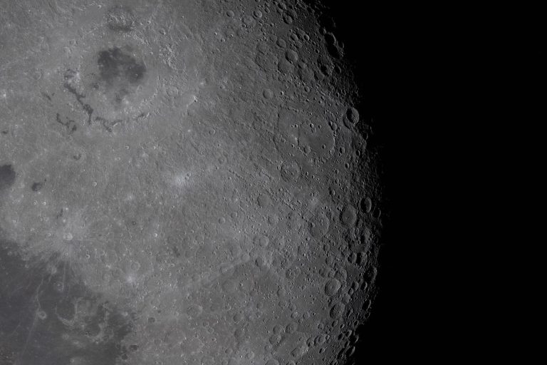 shadowed lunar crater near the south pole