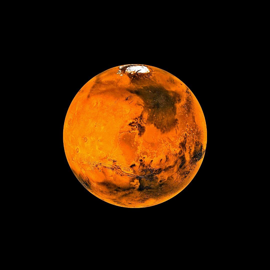 rover tracks across the dusty red surface of Mars