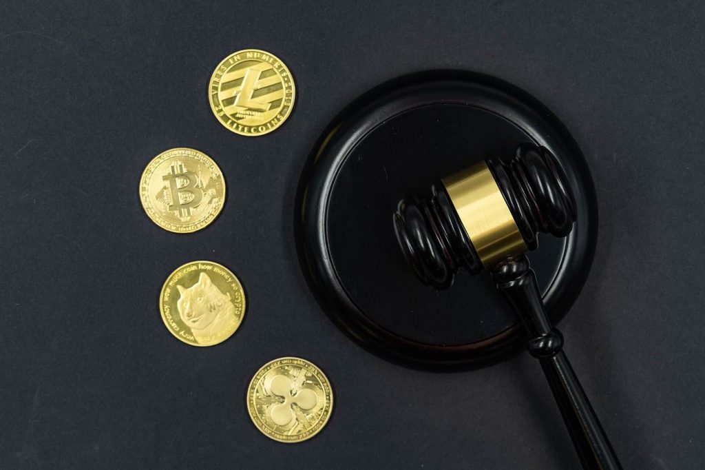 digital currency tokens on a circuit background
