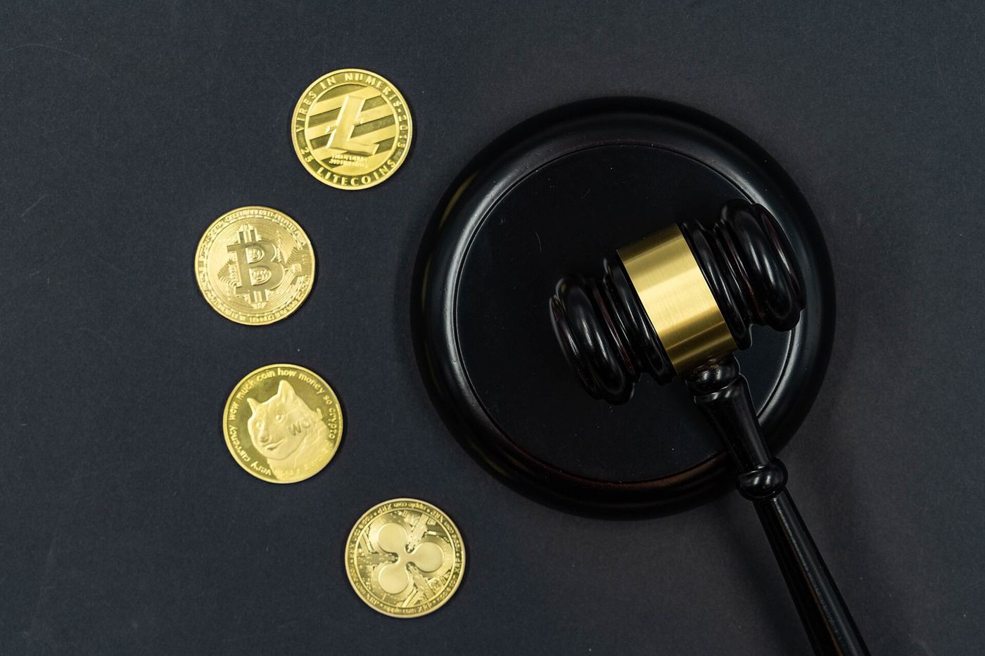 digital currency tokens on a circuit background